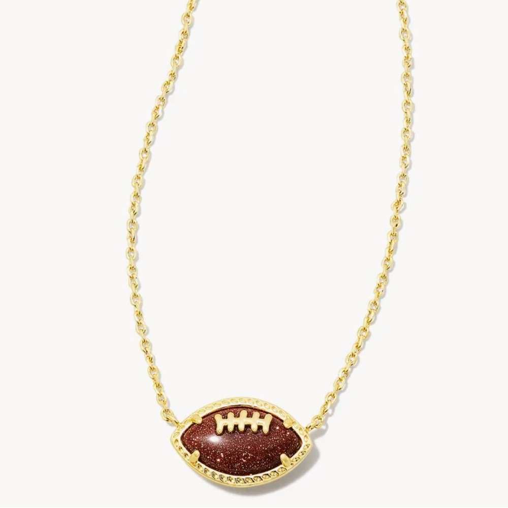 Kendra Scott 14k Plated Gold and Orange Sandstone Football Pendant Necklace